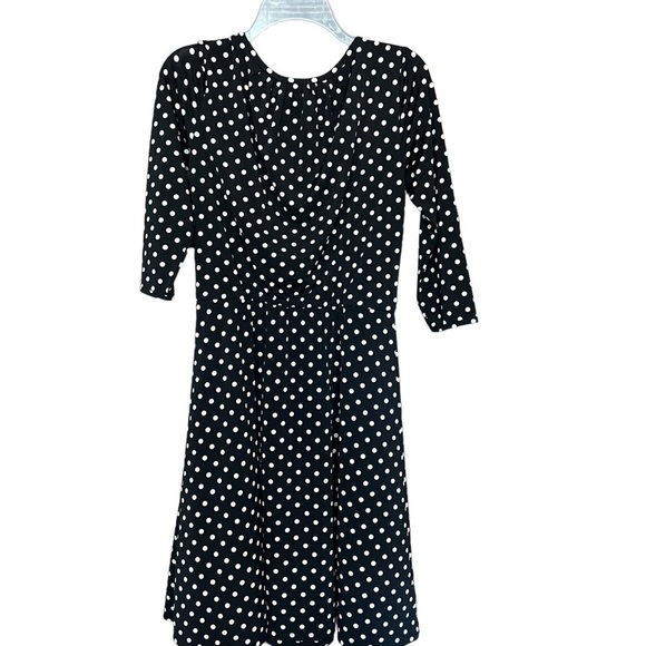 Ann Taylor Solid Black and White Polka Dot Dress size Small - Picture 6 of 9